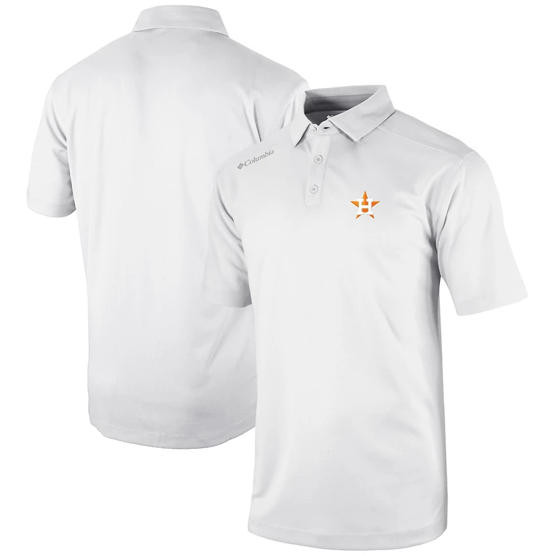 Men's Columbia White Houston Astros Omni-Wick Shotgun Polo