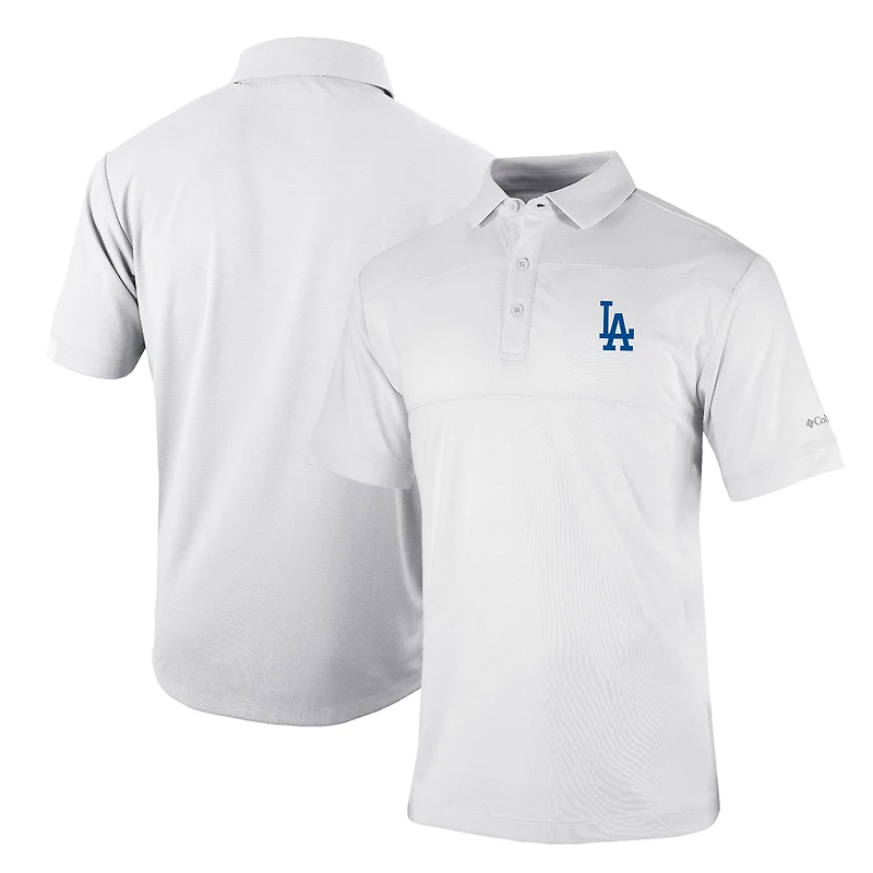 Men's Columbia White Los Angeles Dodgers Omni-Wick Total Control Polo