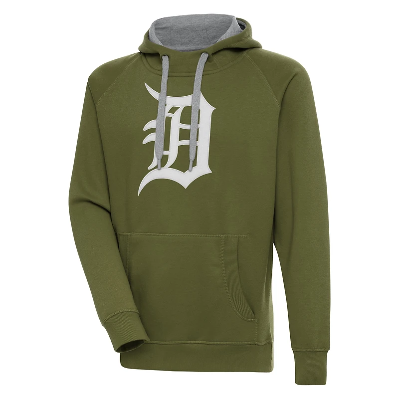 Men's Antigua  Olive Detroit Tigers Victory Pullover Hoodie