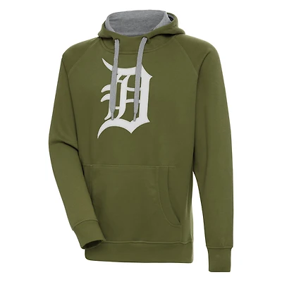 Men's Antigua  Olive Detroit Tigers Victory Pullover Hoodie