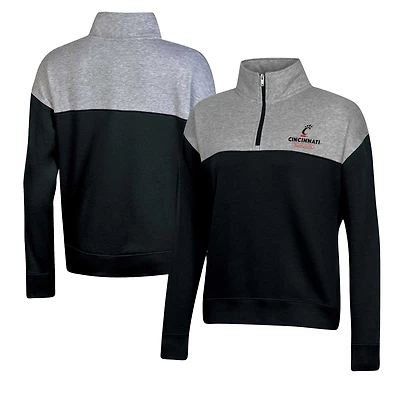 Women's Champion Black Cincinnati Bearcats Color-Blocked Quarter-Zip Sweatshirt