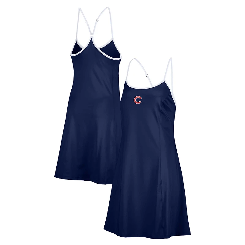 Women's Lusso  Navy Chicago Cubs Nakita Strappy Scoop Neck Dress