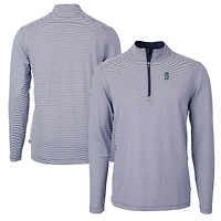 Men's Cutter & Buck Navy/White Seattle Mariners Virtue Eco Pique Micro Stripe Recycled Quarter-Zip Pullover Top