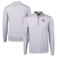 Men's Cutter & Buck Gray/White Tampa Bay Rays Virtue Eco Pique Micro Stripe Recycled Quarter-Zip Pullover Top