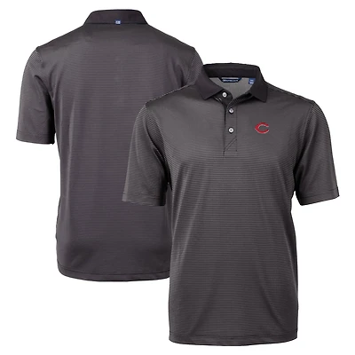 Men's Cutter & Buck Black/Gray Cincinnati Reds Virtue Eco Pique Micro Stripe Recycled Polo