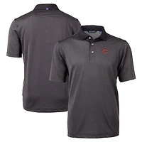 Men's Cutter & Buck Black/Gray Cincinnati Reds Virtue Eco Pique Micro Stripe Recycled Polo