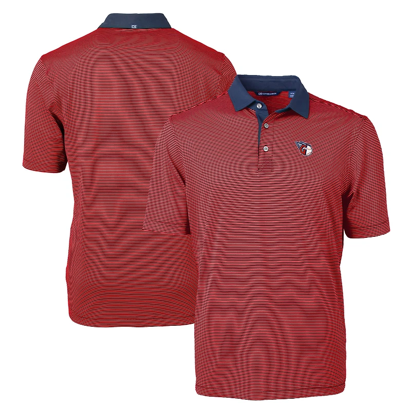 Men's Cutter & Buck Red/Navy Cleveland Guardians Virtue Eco Pique Micro Stripe Recycled Polo