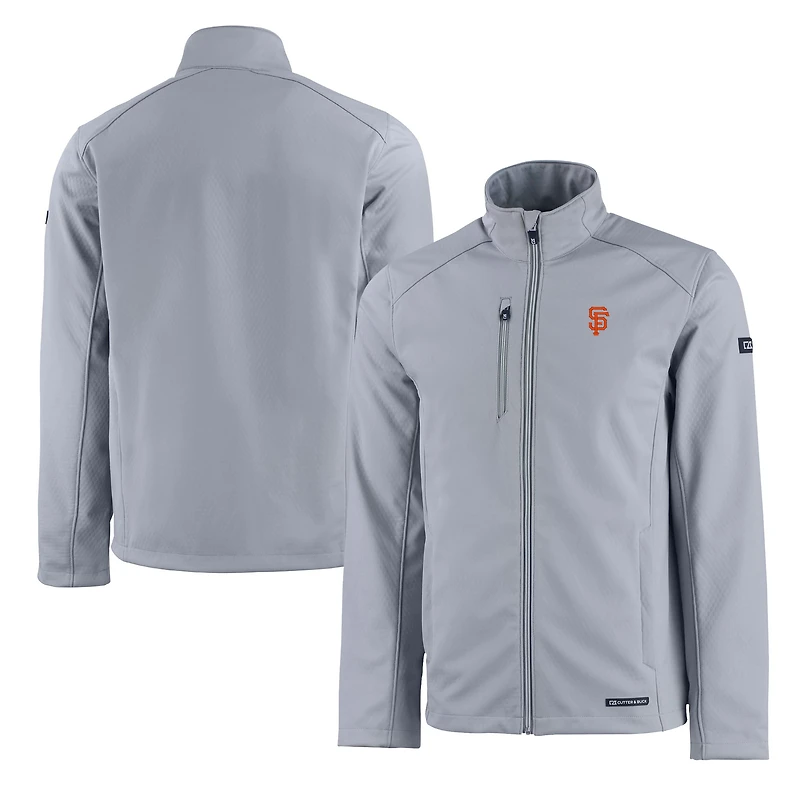 Men's Cutter & Buck Gray San Francisco Giants Evoke Eco Softshell Recycled Full-Zip Jacket