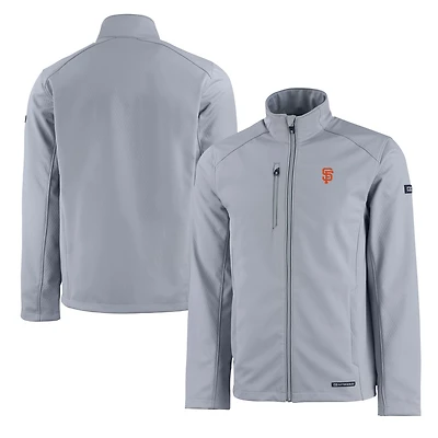 Men's Cutter & Buck Gray San Francisco Giants Evoke Eco Softshell Recycled Full-Zip Jacket