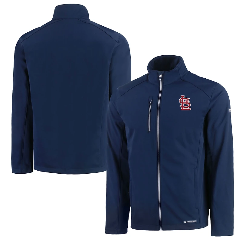 Men's Cutter & Buck Navy St. Louis Cardinals Evoke Eco Softshell Recycled Full-Zip Jacket