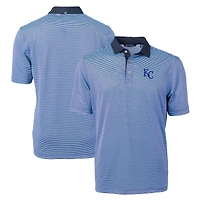 Men's Cutter & Buck Light Blue/Navy Kansas City Royals Virtue Eco Pique Micro Stripe Recycled Polo