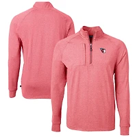 Men's Cutter & Buck Heather Red Cleveland Guardians Adapt Eco Knit Stretch Recycled Quarter-Zip Pullover Top