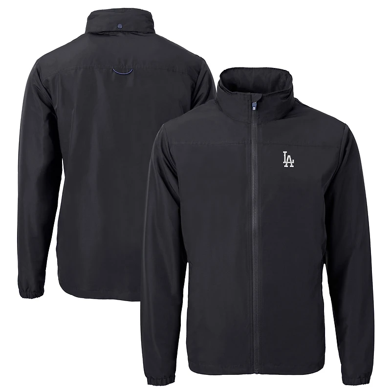 Men's Cutter & Buck Black Los Angeles Dodgers Charter Eco Recycled Full-Zip Jacket