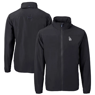 Men's Cutter & Buck Black Los Angeles Dodgers Charter Eco Recycled Full-Zip Jacket