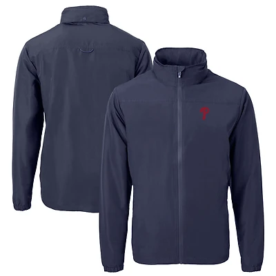 Men's Cutter & Buck Navy Philadelphia Phillies Charter Eco Recycled Full-Zip Jacket
