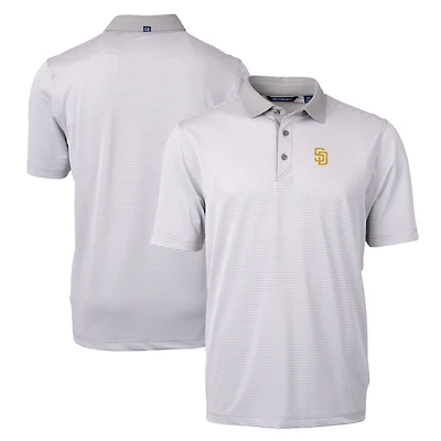 Men's Cutter & Buck Gray/White San Diego Padres Virtue Eco Pique Micro Stripe Recycled Polo