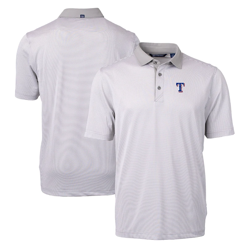Men's Cutter & Buck Gray/White Texas Rangers Virtue Eco Pique Micro Stripe Recycled Polo