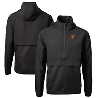 Men's Cutter & Buck Black Baltimore Orioles Charter Eco Recycled Half-Zip Anorak Jacket