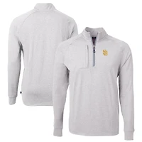 Men's Cutter & Buck Heather Gray San Diego Padres Adapt Eco Knit Stretch Recycled Quarter-Zip Pullover Top