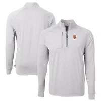 Men's Cutter & Buck Heather Gray San Francisco Giants Adapt Eco Knit Stretch Recycled Quarter-Zip Pullover Top