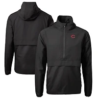 Men's Cutter & Buck Black Cincinnati Reds Charter Eco Recycled Half-Zip Anorak Jacket