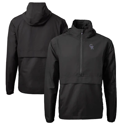 Men's Cutter & Buck Black Colorado Rockies Charter Eco Recycled Half-Zip Anorak Jacket