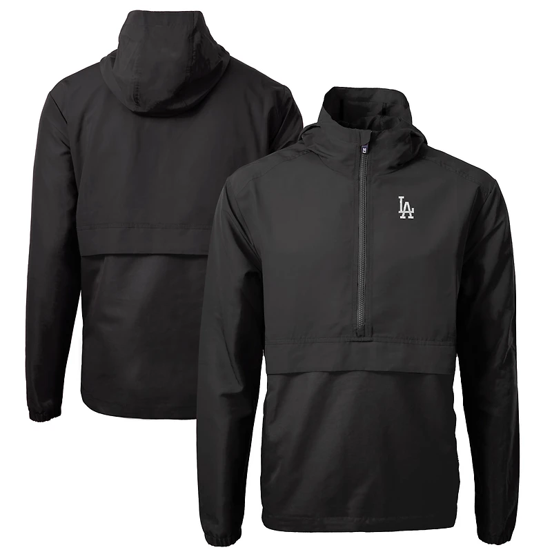 Men's Cutter & Buck Black Los Angeles Dodgers Charter Eco Recycled Half-Zip Anorak Jacket