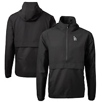 Men's Cutter & Buck Black Los Angeles Dodgers Charter Eco Recycled Half-Zip Anorak Jacket