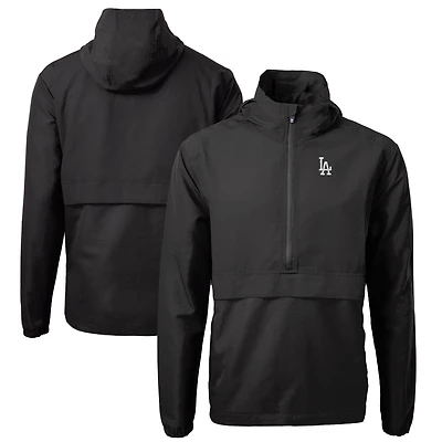 Men's Cutter & Buck Black Los Angeles Dodgers Charter Eco Recycled Half-Zip Anorak Jacket