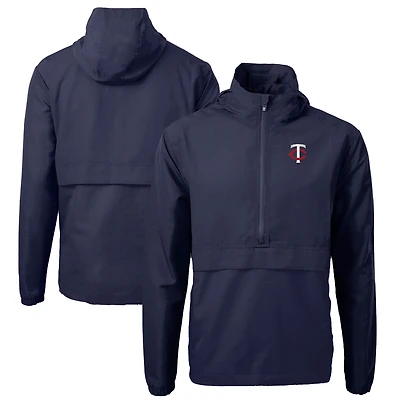 Men's Cutter & Buck Navy Minnesota Twins Charter Eco Recycled Half-Zip Anorak Jacket