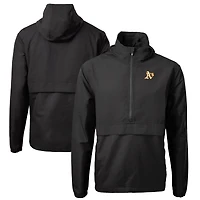 Men's Cutter & Buck Black Athletics Charter Eco Recycled Half-Zip Anorak Jacket