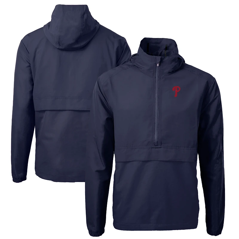 Men's Cutter & Buck Navy Philadelphia Phillies Charter Eco Recycled Half-Zip Anorak Jacket
