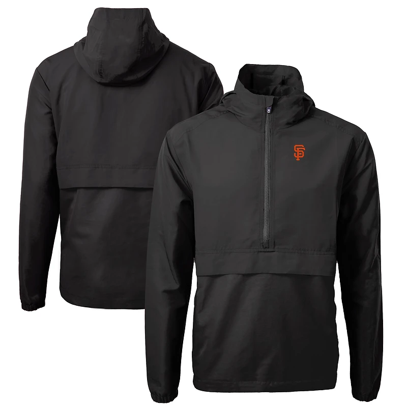 Men's Cutter & Buck Black San Francisco Giants Charter Eco Recycled Half-Zip Anorak Jacket