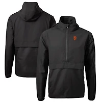 Men's Cutter & Buck Black San Francisco Giants Charter Eco Recycled Half-Zip Anorak Jacket
