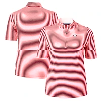 Women's Cutter & Buck Red Houston Astros Virtue Eco Pique Stripe Recycled Quarter-Zip Pullover Top