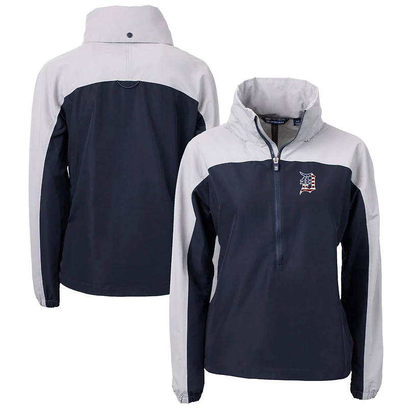 Women's Cutter & Buck Navy/Gray Detroit Tigers Charter Eco Recycled Anorak Jacket