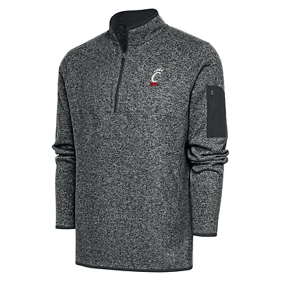 Men's Antigua  Heather Charcoal Cincinnati Bearcats Big & Tall Fortune Quarter-Zip Pullover Jacket