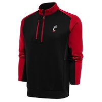 Men's Antigua  Black/Red Cincinnati Bearcats Team Half-Zip Pullover Top
