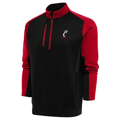 Men's Antigua  Black/Red Cincinnati Bearcats Team Half-Zip Pullover Top
