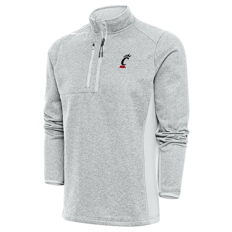 Men's Antigua  Heather Gray Cincinnati Bearcats Course Quarter-Zip Pullover Top