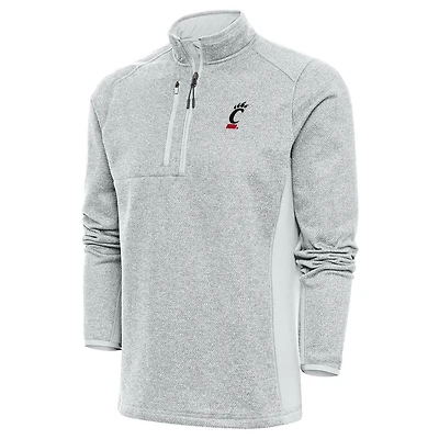 Men's Antigua  Heather Gray Cincinnati Bearcats Course Quarter-Zip Pullover Top