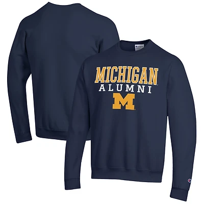Men's Champion  Navy Michigan Wolverines Alumni Logo Pullover Sweatshirt