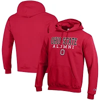 Men's Champion  Scarlet Ohio State Buckeyes Alumni Logo Stack Pullover Hoodie