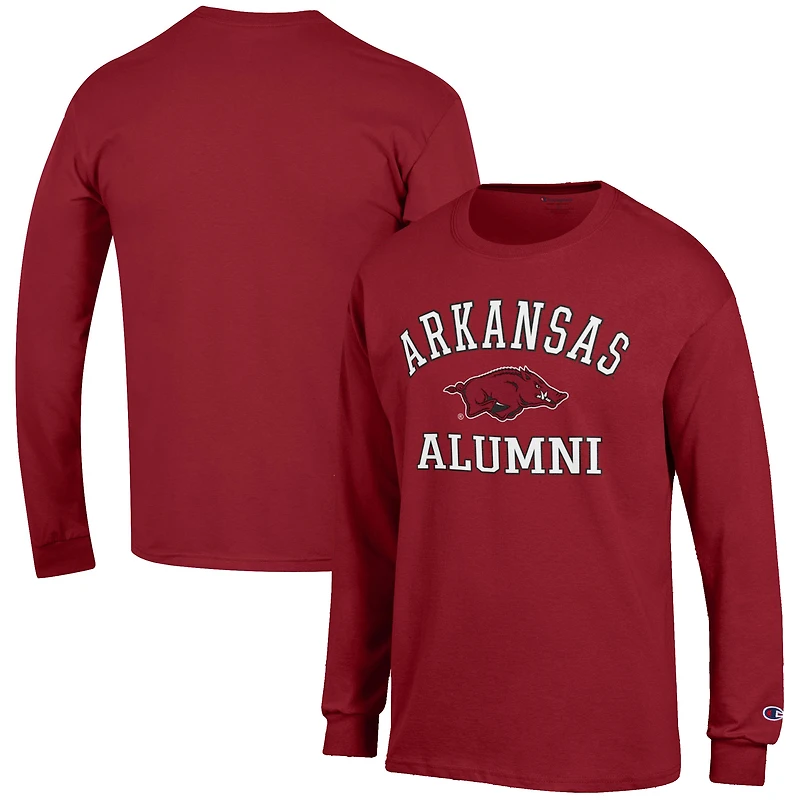 Men's Champion  Cardinal Arkansas Razorbacks Alumni Logo Long Sleeve T-Shirt