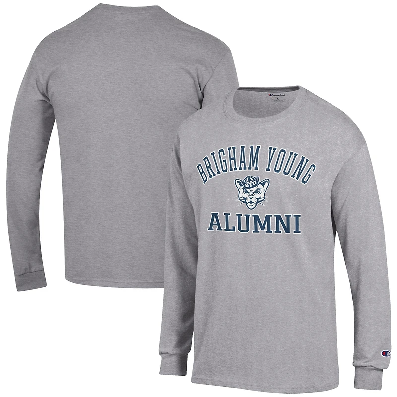 Men's Champion  Gray BYU Cougars Alumni Logo Long Sleeve T-Shirt