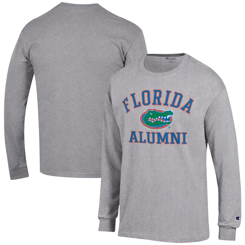 Men's Champion  Gray Florida Gators Alumni Logo Long Sleeve T-Shirt