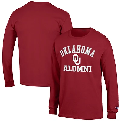 Men's Champion  Crimson Oklahoma Sooners Alumni Logo Long Sleeve T-Shirt