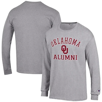 Men's Champion  Gray Oklahoma Sooners Alumni Logo Long Sleeve T-Shirt