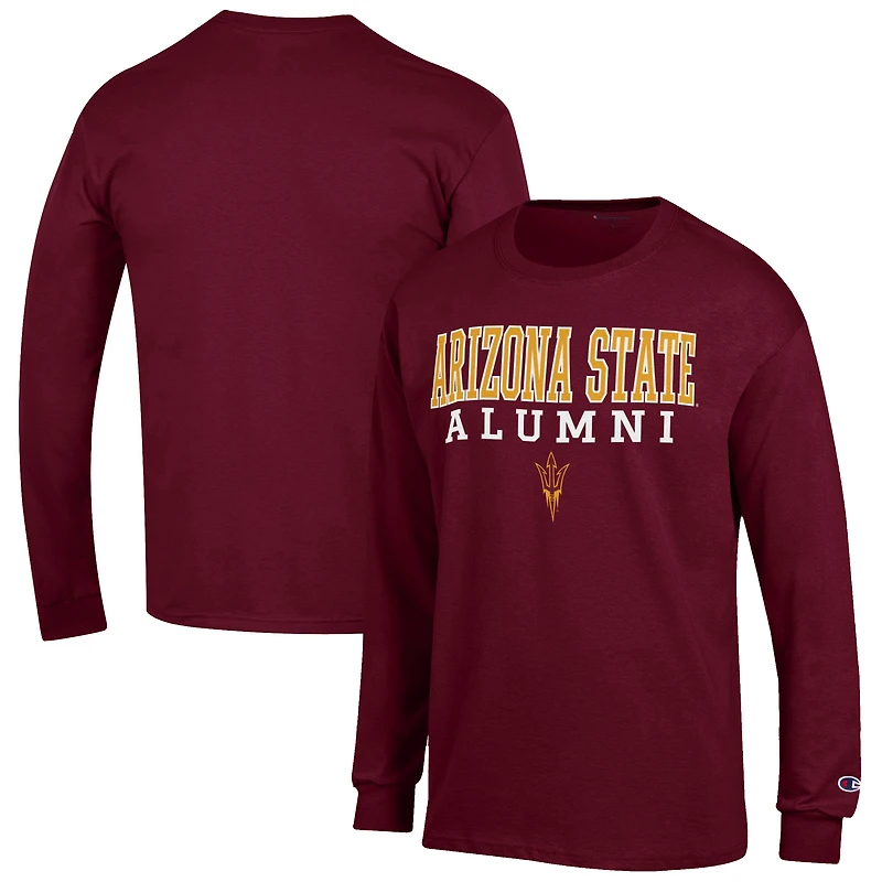 Men's Champion  Maroon Arizona State Sun Devils Alumni Logo Stack Long Sleeve T-Shirt
