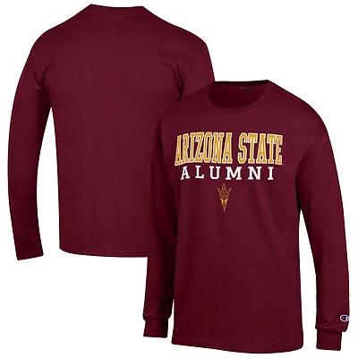 Men's Champion  Maroon Arizona State Sun Devils Alumni Logo Stack Long Sleeve T-Shirt